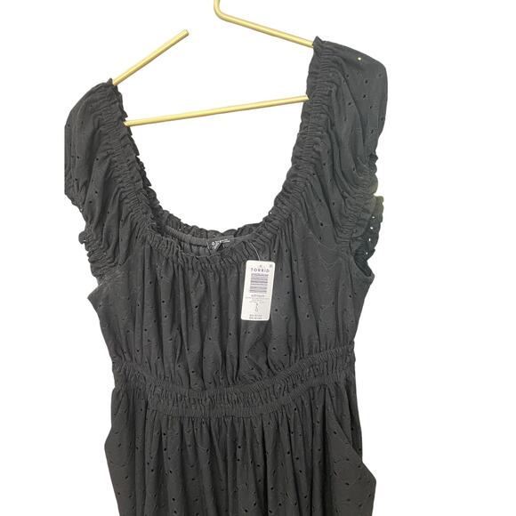 Torrid Black Eyelet Mini Dress L 12 – Sweetheart Neck, Fully Lined, NWT - Picture 4 of 9